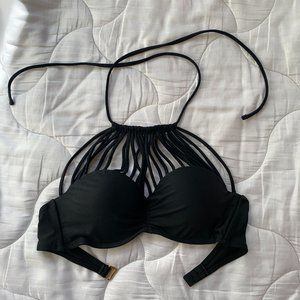 Black String Halter Bikini Top